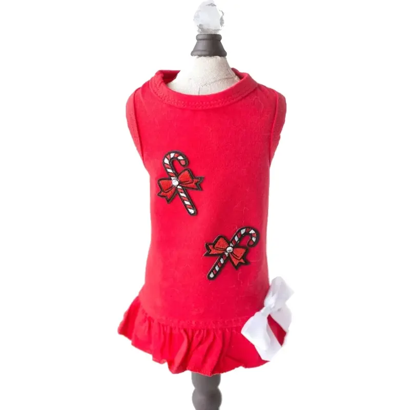 Hello Doggie Candy Cane Dog Dress - Red XX-Small - Coming Soon!