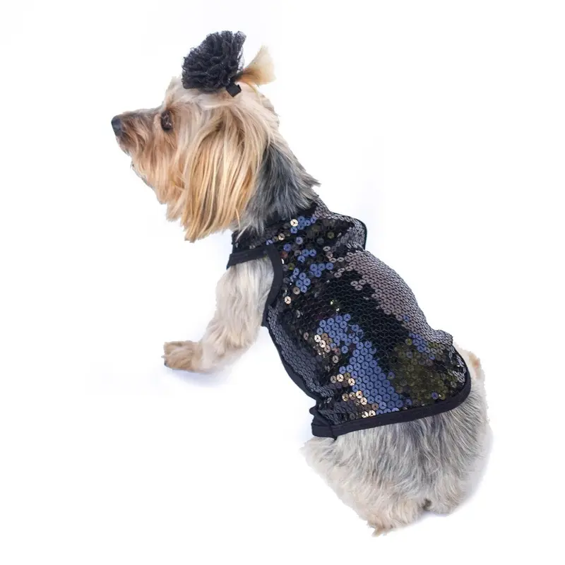 The Dog Squad On the Rocks Sequin Dog Tank - Black XX-Small