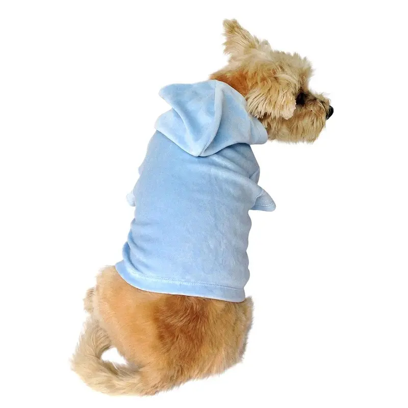 The Dog Squad Velour Pullover Dog Hoodie - Light Blue X-Small