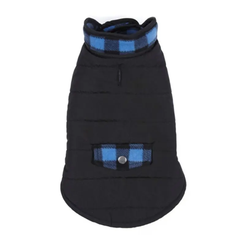 Casual Canine Reversible Dog Parka - Blue Plaid X-Small