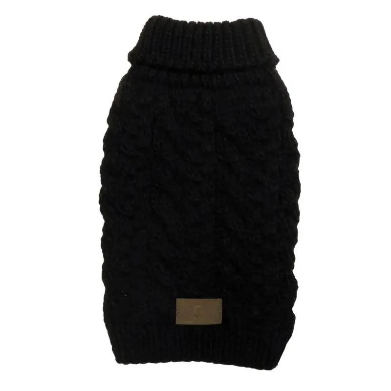 fabdog Wool Turtleneck Dog Sweater - Black Size 8