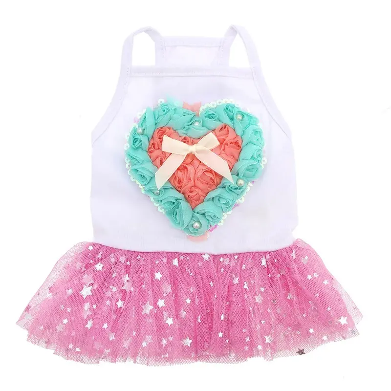 Parisian Pet Hearts and Tulle Dog Dress Medium