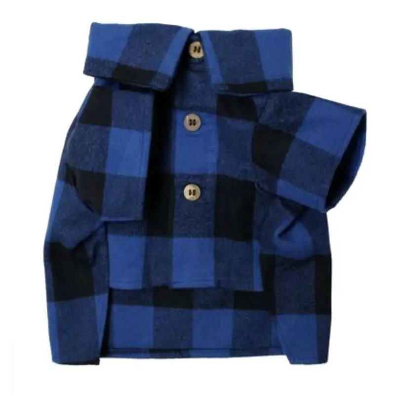 Dog Threads Pacifica Flannel Dog Shirt - Blue and Black Plaid 2X-Large