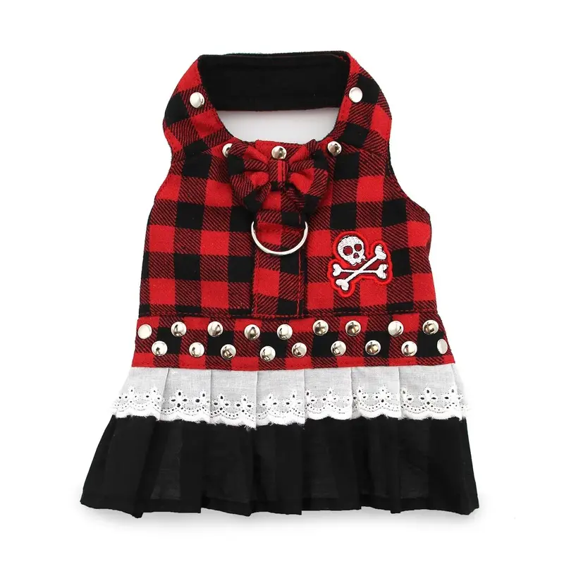 Doggles Biker Dress Dog Harness - Buffalo Plaid  Teacup