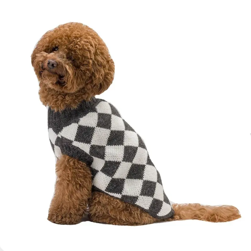 Hot Dogz Chess Dog Sweater - Gray Small