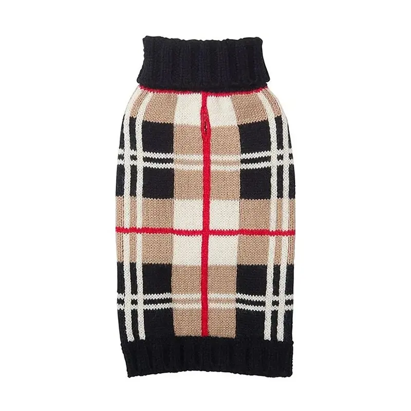 fabdog Plaid Dog Sweater - Tan Size 20