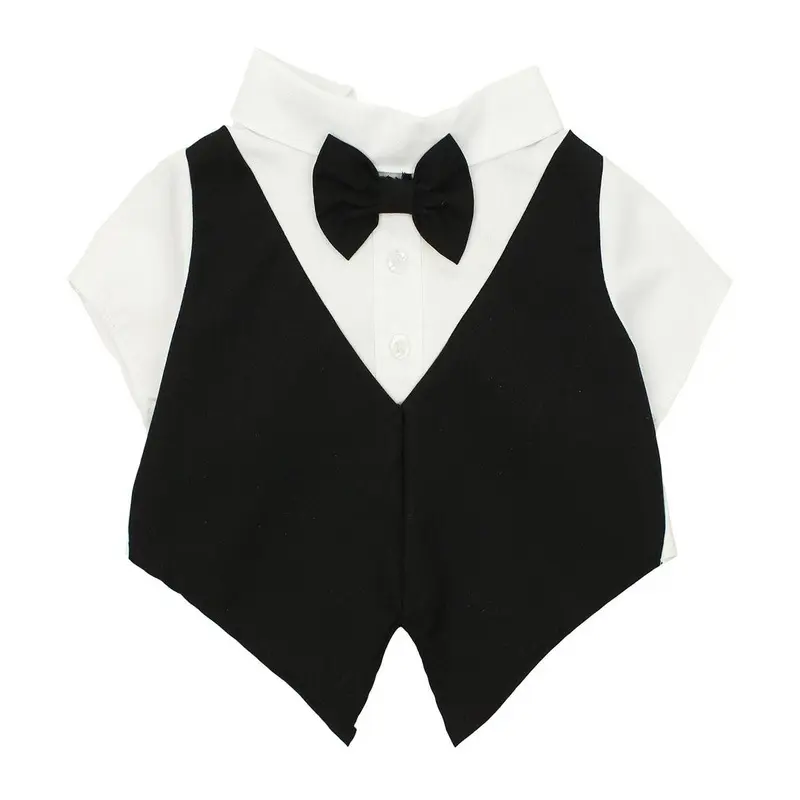 Pawpatu Black and White Wedding Shirt with Bow Tie for Pets X-Small