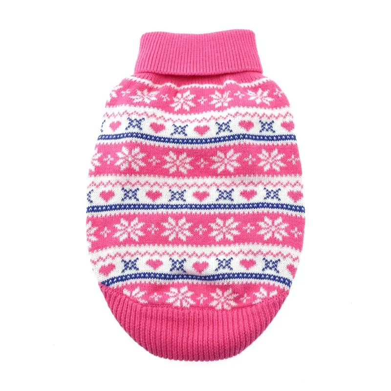 Snowflake and Hearts Dog Sweater by Doggie Design - Pink XX-Small - Out of Stock!