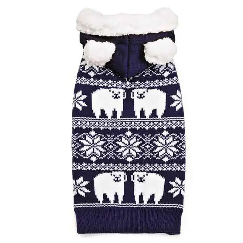 Zack and Zoey Elements Polar Bear Hooded Dog Sweater Small