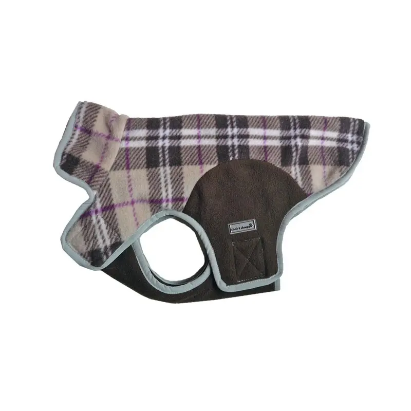 Cloak & Dawggie Precision Fit Fleece Dog Jacket - Tan Plaid Large