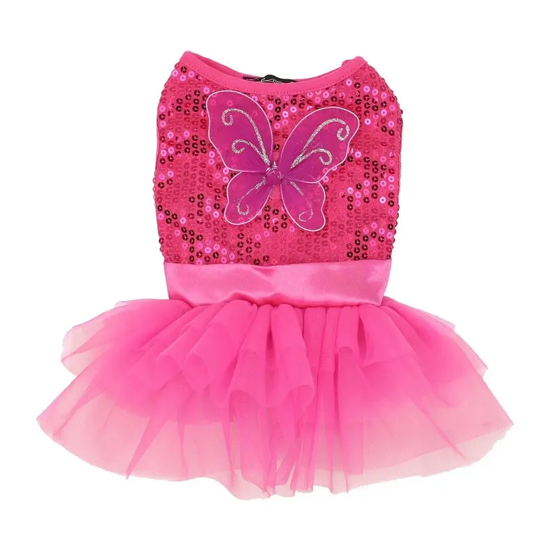 Pawpatu Fairy Princess Sequin Dog Dress - Pink X-Small