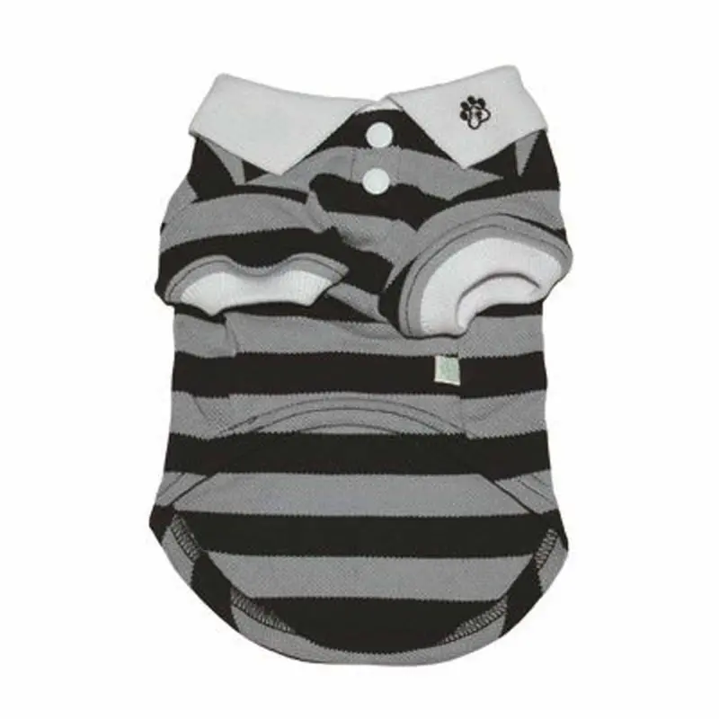 PuppyPAWer Stripe Dog Polo by Dogo - Black and Gray XX-Small - Out of Stock!