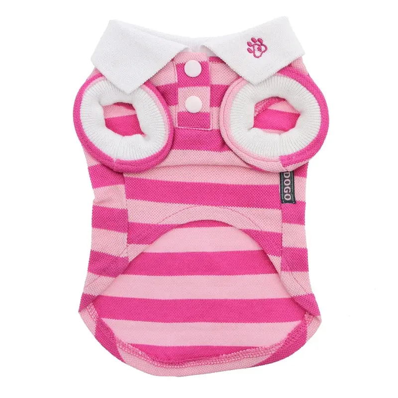PuppyPAWer Stripe Dog Polo by Dogo - Pink XX-Small - Out of Stock!