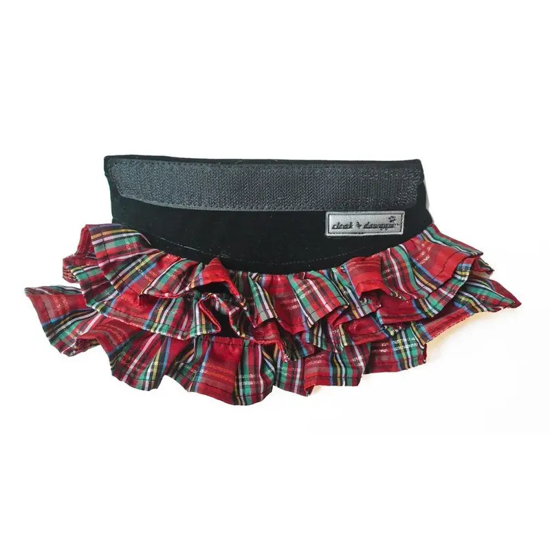 Cloak & Dawggie Holiday Tartan Ruffle Dog Skirt Accessory X-Small