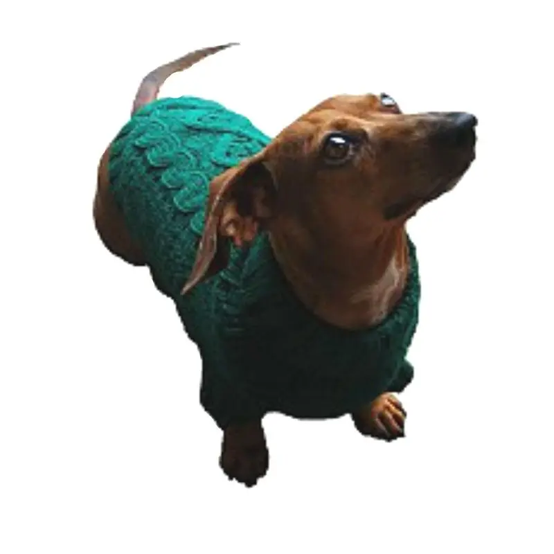 Dallas Dogs Irish Knit Dog Sweater - Hunter Green 6" Back Length