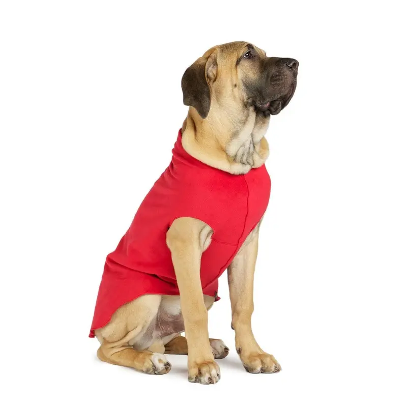 Gold Paw Fleece Dog Jacket - Red Micro Size 2