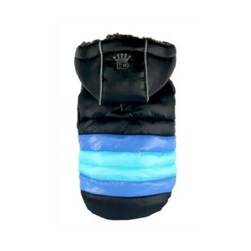Hip Doggie Soft Stripe Puffer Dog Coat - Black X-Small