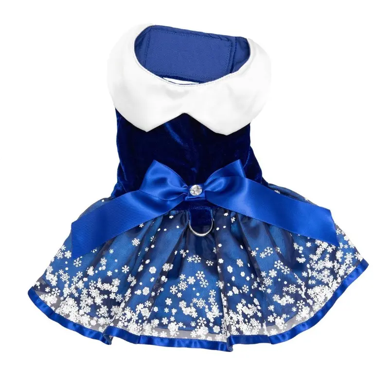 Holiday Dog Harness Dress by Doggie Design - Snowflakes X-Small