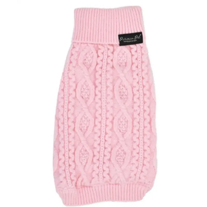 Parisian Pet Cable Knit Dog Sweater - Blush Pink X-Small