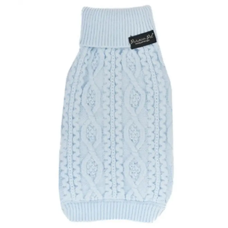 Parisian Pet Cable Knit Dog Sweater - Powder Blue X-Small - Out of Stock!