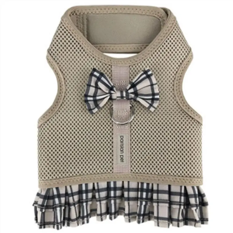 Parisian Pet Plaid Harness Dog Dress - Khaki Medium - Out of Stock!