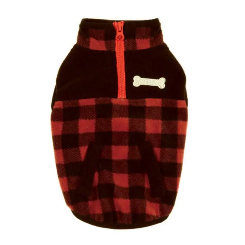 Zack & Zoey Buffalo Plaid Fleece Dog Jacket - Red X-Small - Out of Stock!