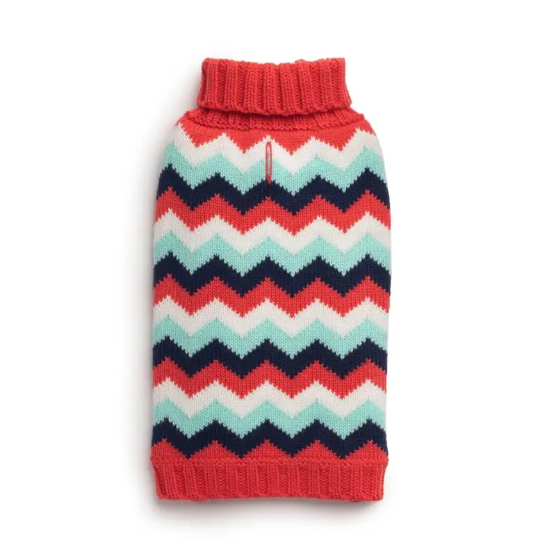 fabdog Chevron Turtleneck Dog Sweater - Melon Size 12