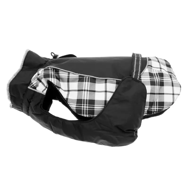 Alpine All Weather Dog Coat by Doggie Design - Black and White Plaid X-Small
