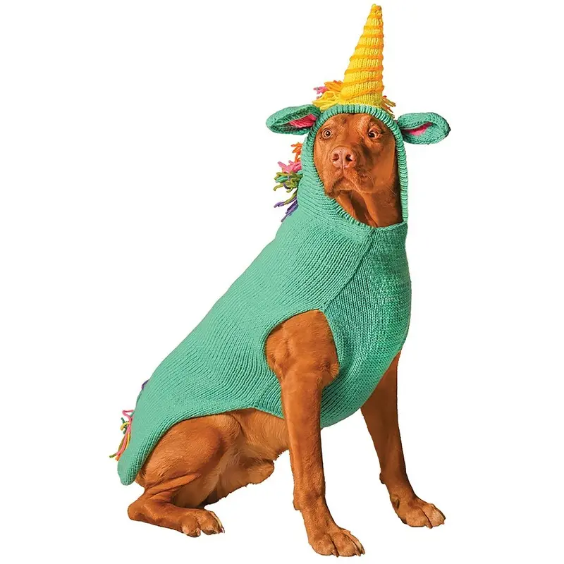 Chilly Dog Handmade Unicorn Hooded Wool Dog Sweater XX-Small