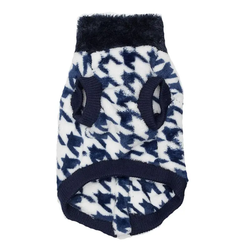 Hip Doggie Houndstooth Fleece Dog Vest - Navy Large