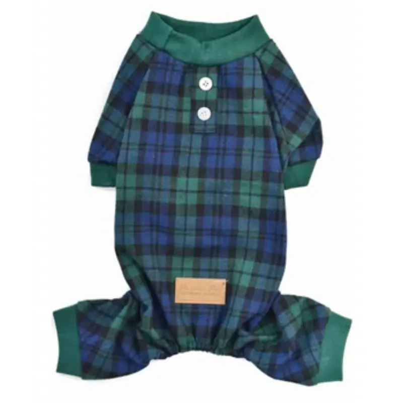 Parisian Pet Scottish Plaid Dog Pajamas - Green Small - Out of Stock!