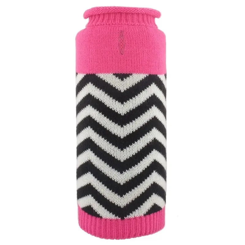 Worthy Dog Chevron Roll Neck Dog Sweater - Pink X-Large