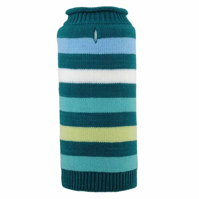 Worthy Dog Dapper Striped Dog Sweater - Teal X-Large