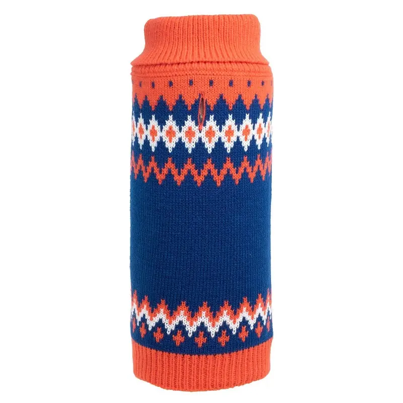 Worthy Dog Fair Isle Turtleneck Dog Sweater - Orange X-Large