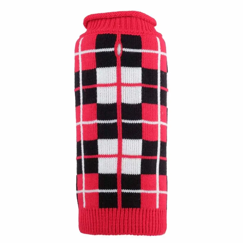 Worthy Dog Oxford Plaid Dog Sweater - Red 2X-Large