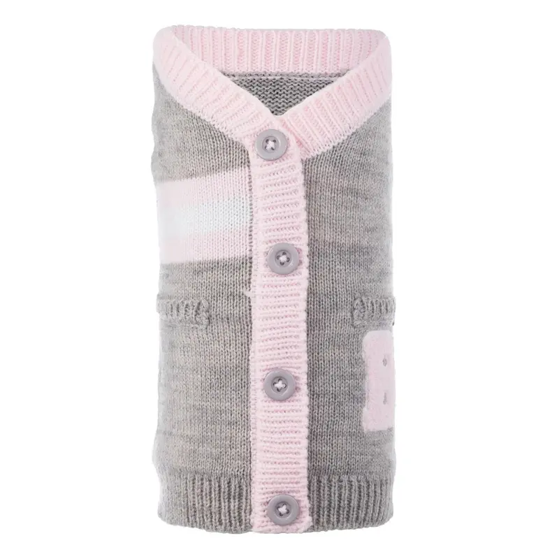 Worthy Dog Varsity Cardigan Dog Sweater - Gray 2X-Large