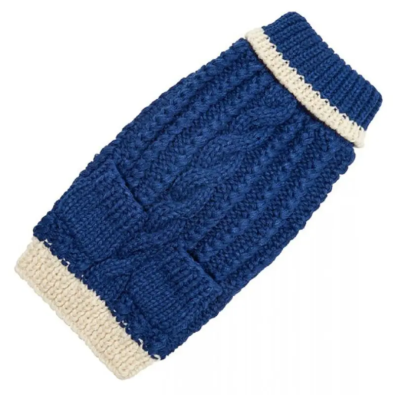 Hand Knit Dog Sweater by Up Country - Navy Classic Cable X-Large