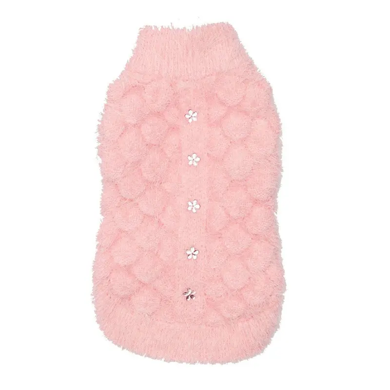 Hip Doggie Mohair Blossom Knit Dog Sweater - Pink X-Large