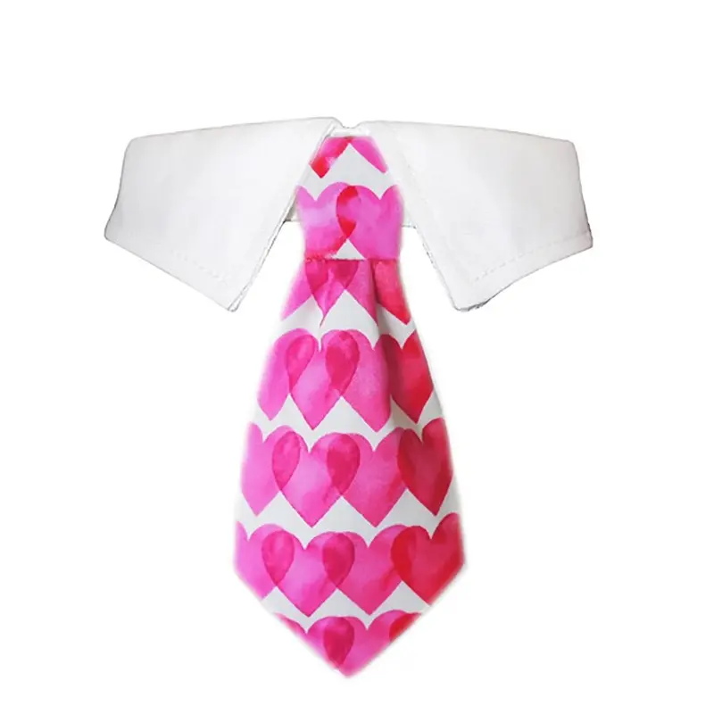 Pooch Outfitters Heart Dog Shirt Collar and Tie - Pink X-Small - Out of Stock!