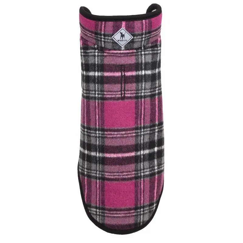 Worthy Dog Alpine Sherpa Dog Jacket - Pink/Black Plaid Size 10