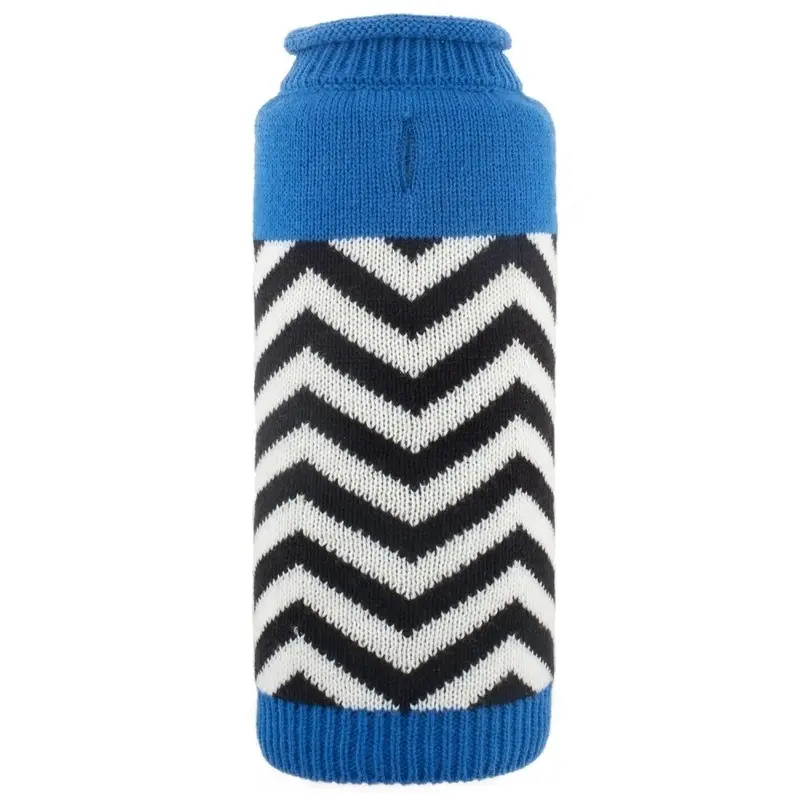 Worthy Dog Chevron Roll Neck Dog Sweater - Blue Large