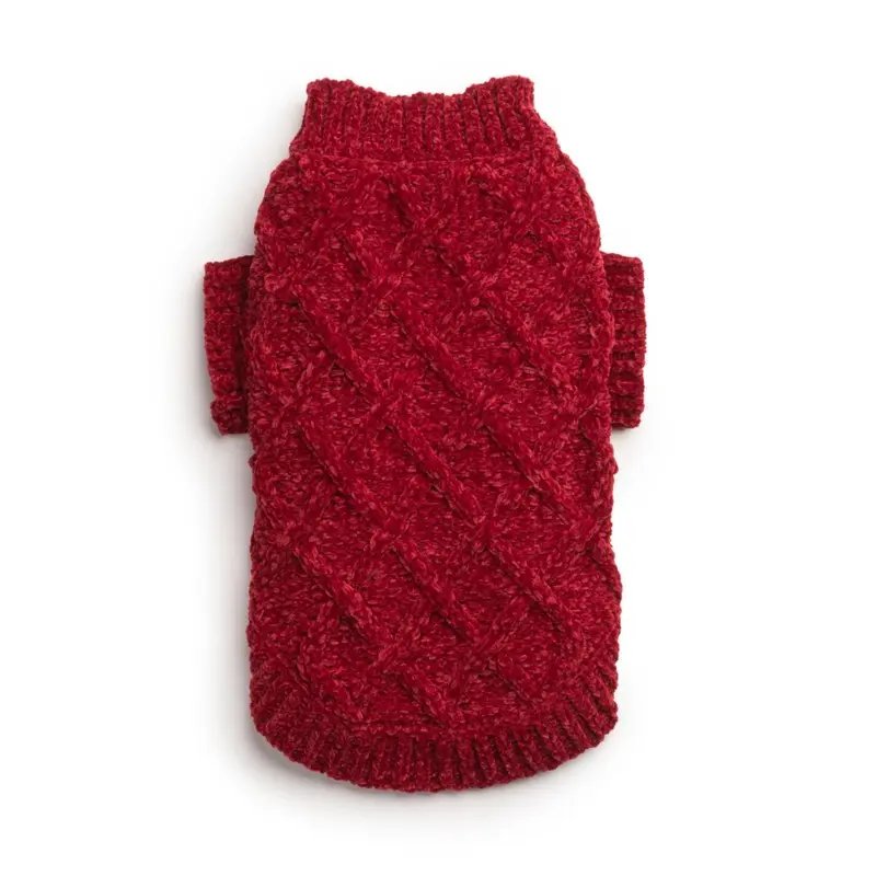 fabdog Chenille Mockneck Dog Sweater - Ruby Size 8