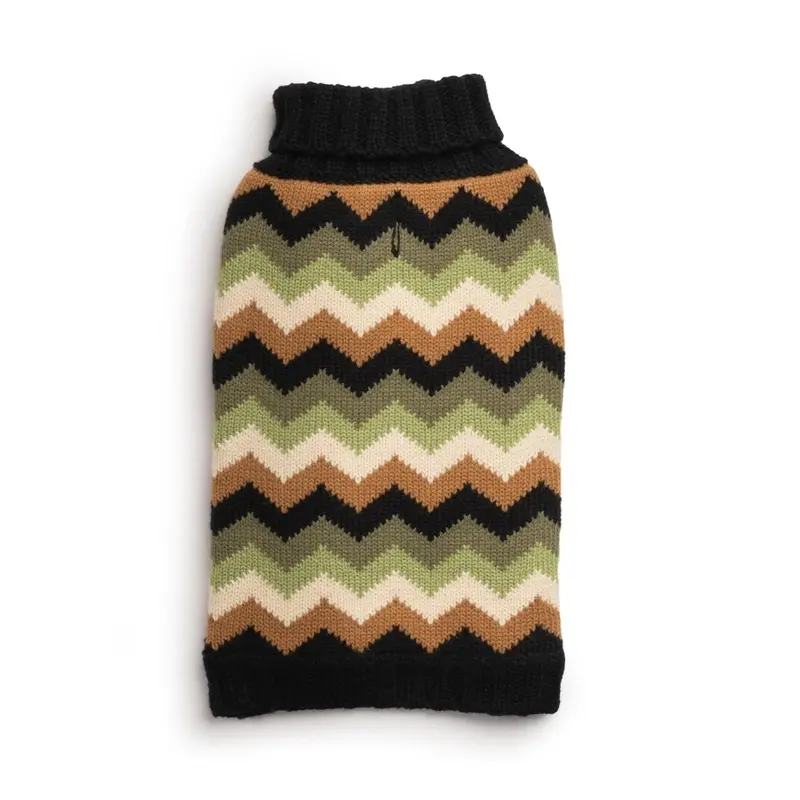 fabdog Chevron Turtleneck Dog Sweater - Black Size 16