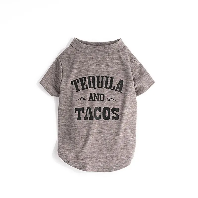 fabdog Tequila and Tacos Dog Shirt - Grey Size 8