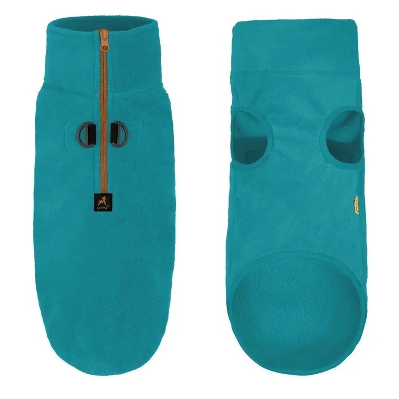Gooby Half Zip-Up Fleece Dog Vest - Turquoise X-Small
