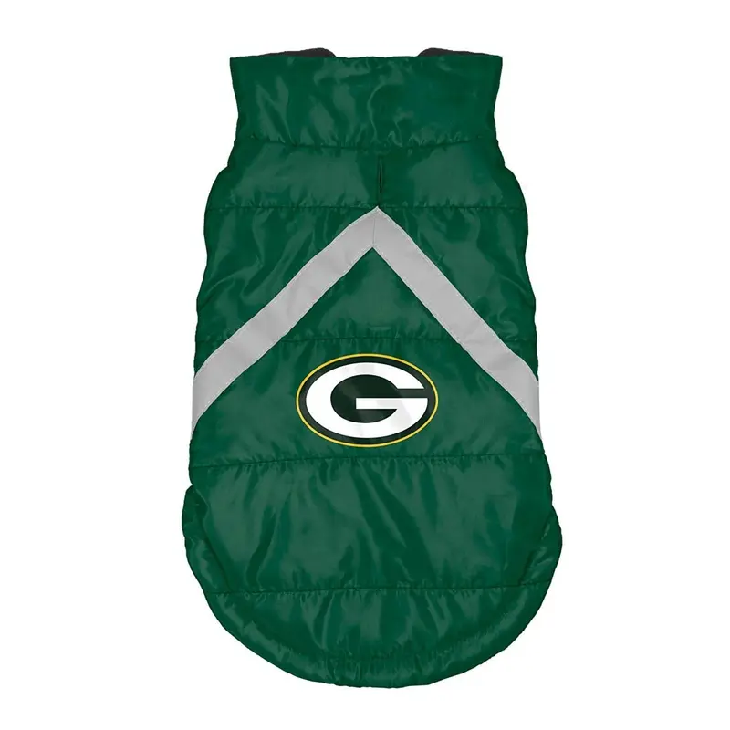 Green Bay Packers Sleeveless Dog Puffer Vest Medium