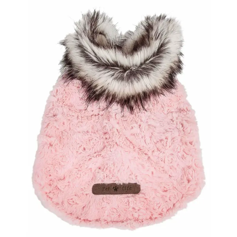 Pet Life Luxe Pinkachew Light Pink Mink Fur Dog Coat Large