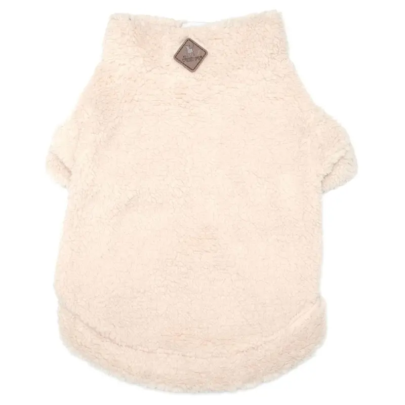Worthy Dog Solid Fleece Quarter Zip Dog Pullover - Cream 2X-Large