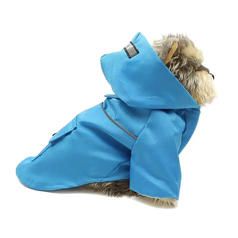 Pawpatu Hooded Reflective Dog Raincoat - Blue X-Small