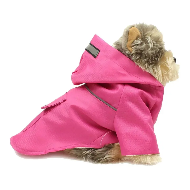 Pawpatu Hooded Reflective Dog Raincoat - Hot Pink X-Small